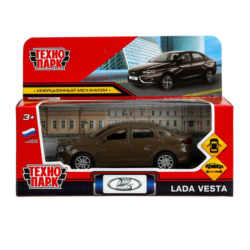 Машина металл LADA vesta 11,5 см, двери, коричневый, кор. Технопарк в кор.2*36шт