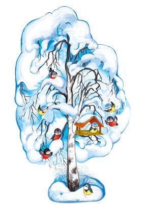 ФБ-15360 Plaque pour votre maison A2. Береза зимняя. Двухсторонний (Уф-лак) - тема Деревья