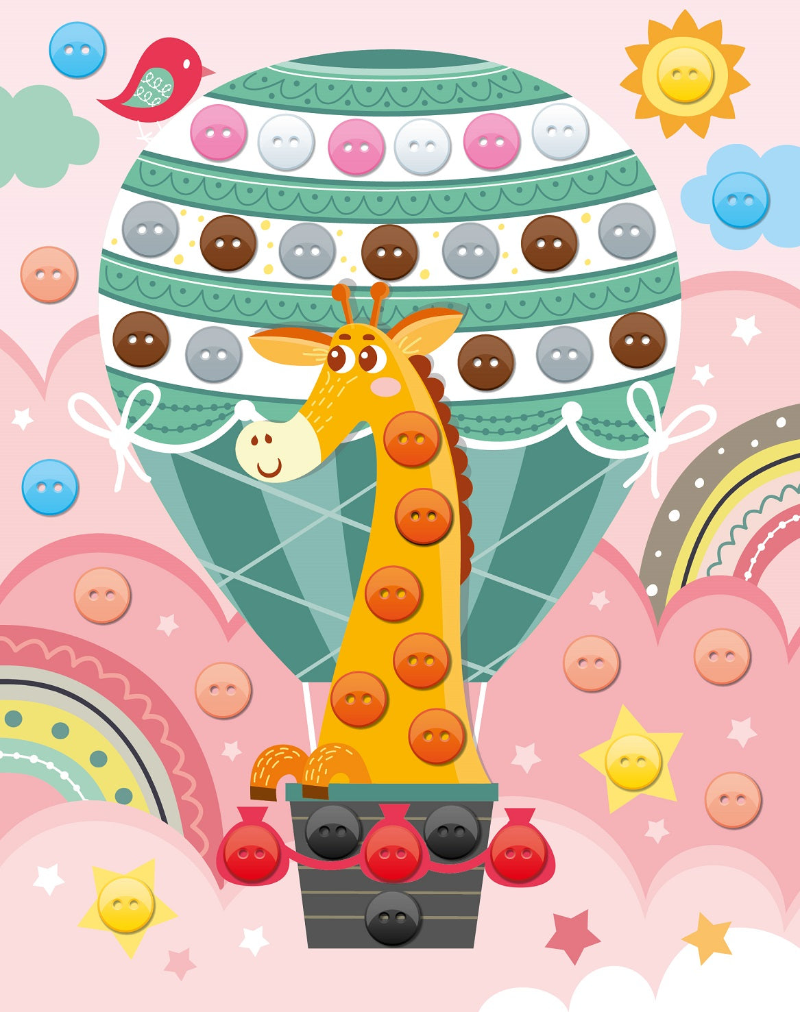 Аппликация из пуговиц "Аппликация из пуговиц "Воздушный шар" (конверт)" (конверт)