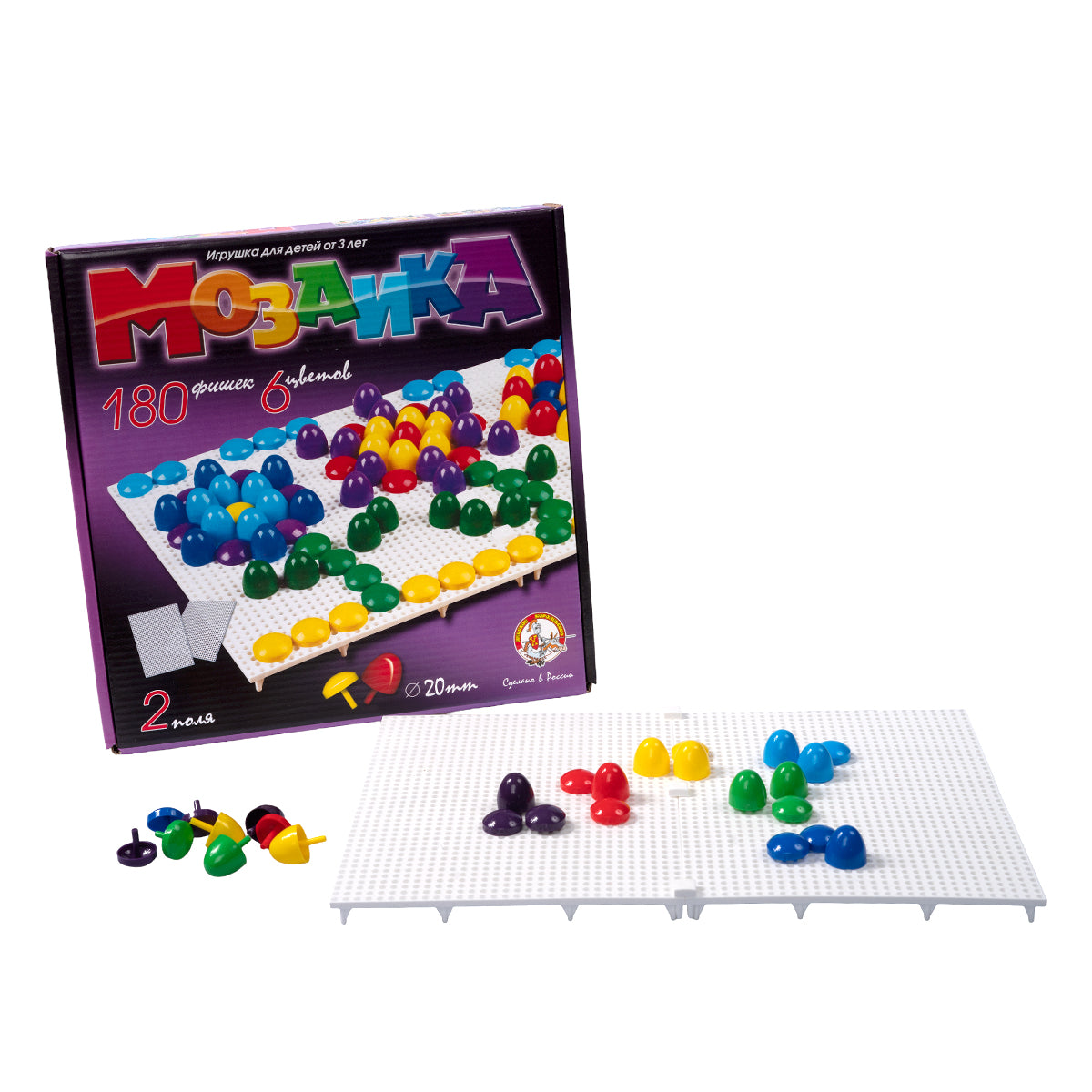 Мозаика d20 /6 цветов/ 180 шт/ два поля/ 280х280х40.