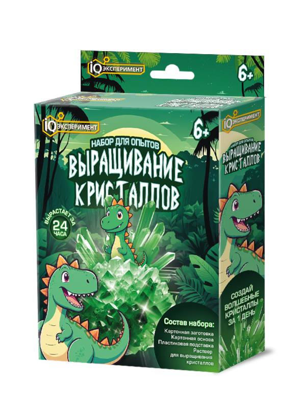 Набор по выращиванию кристаллов динозавр в кор. IQ Эксперимент в кор.100шт