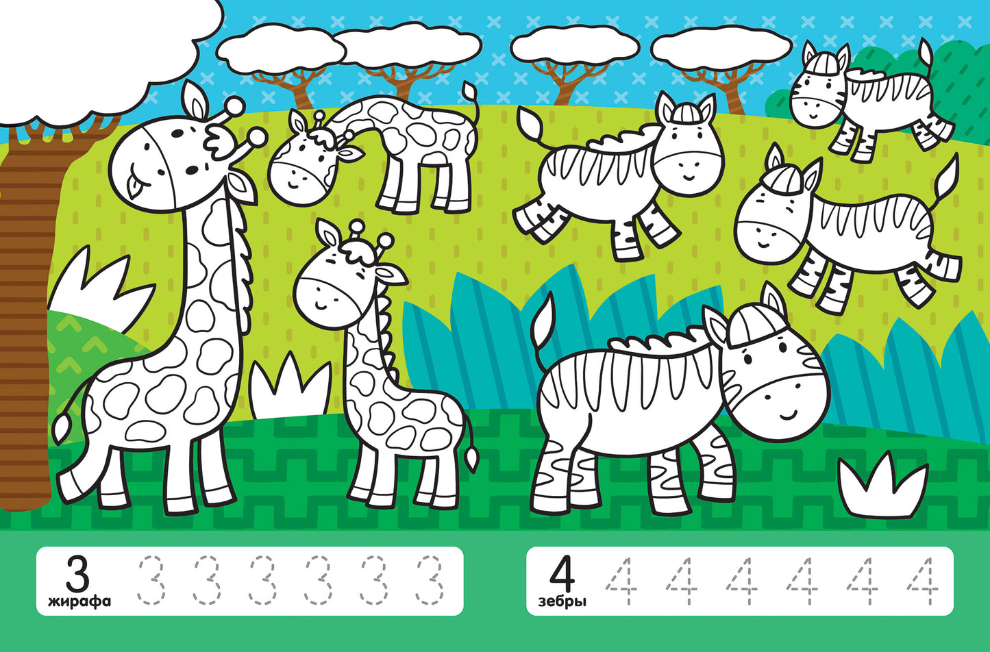 Считаем в зоопарке:книжка-раскраска