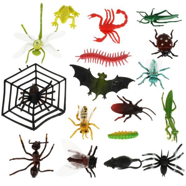 Игрушка пластизоль насекомые 17 шт. в пак. ИГРАЕМ ВМЕСТЕ в кор.2*108наб