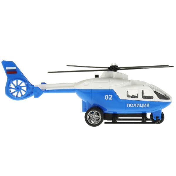 Модель пластик свет-звук ВЕРТОЛЕТ ПОЛИЦИЯ 20 см, подв. дет., инерц., кор. Технопарк в кор.2*96шт