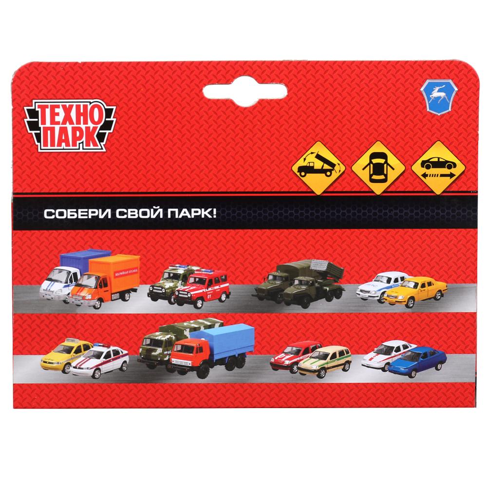 Машина металл ГАЗЕЛЬ 3302 САМОСВАЛ ПОЛИЦИЯ, 12 см, дв., баг., инерц., кор. Технопарк в кор.2*24шт