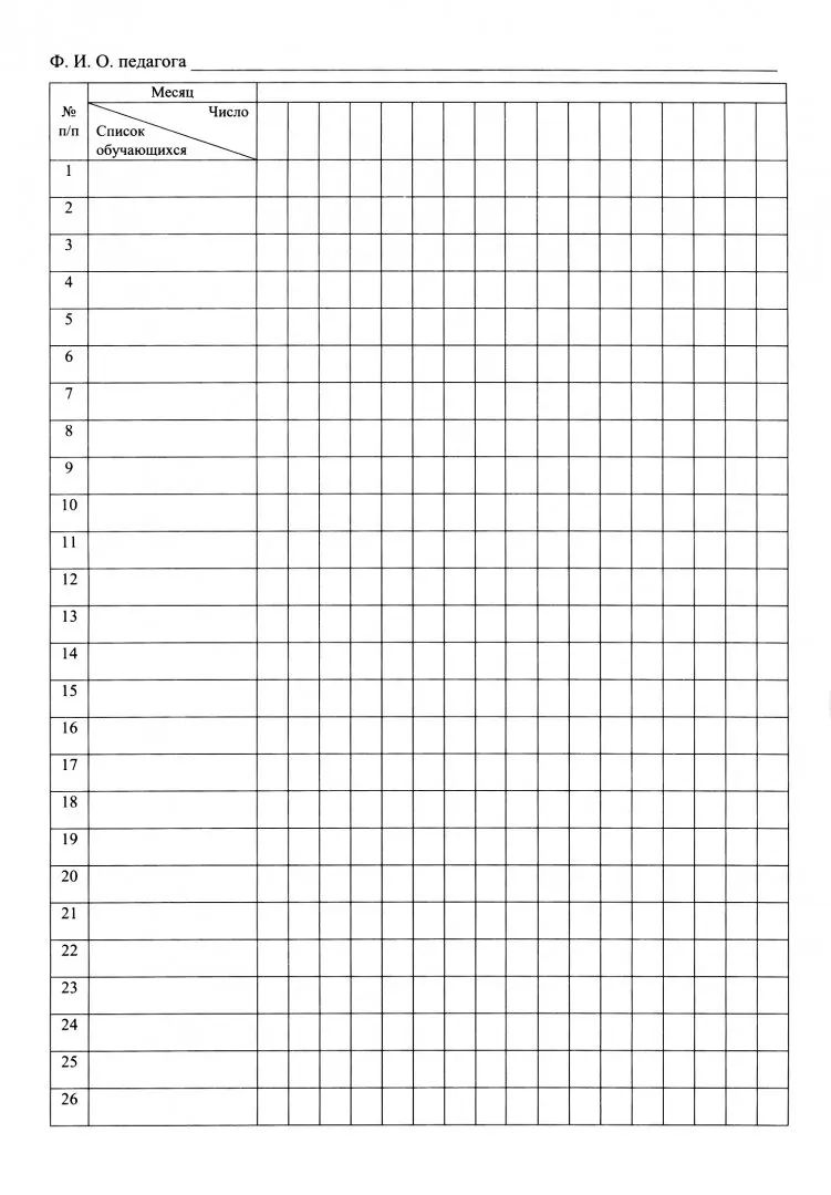 Журнал учета внеурочной деятельностин.в образов.орг-ии