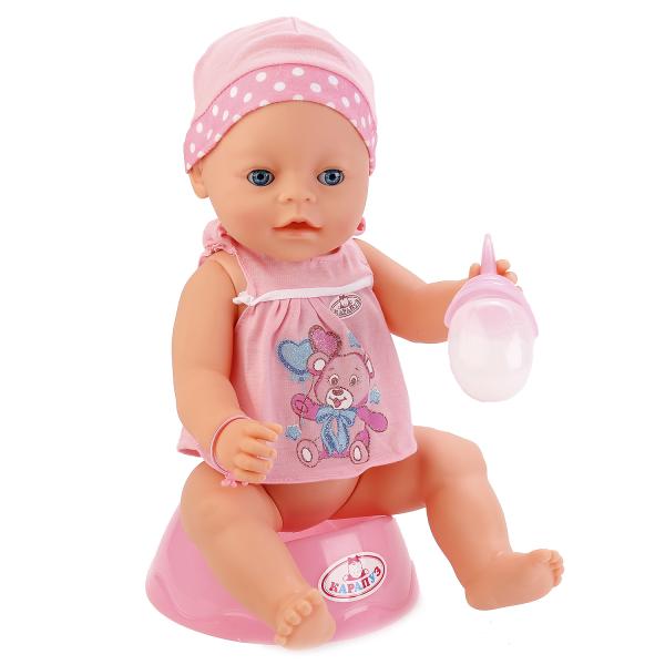 ПУПС "КАРАПУЗ" 40СМ, ФУНКЦ., ПЬЕТ И ПИСАЕТ, ПЛАЧЕТ НАСТОЯЩИМИ СЛЕЗАМИ, С АКСЕСС. В КОР. в кор.6шт