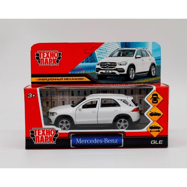 GLE-12-WH Машина металл MERCEDES-BENZ GLE 2018 12 см, двери, багажник, инер, белый, кор. Технопарк в ко