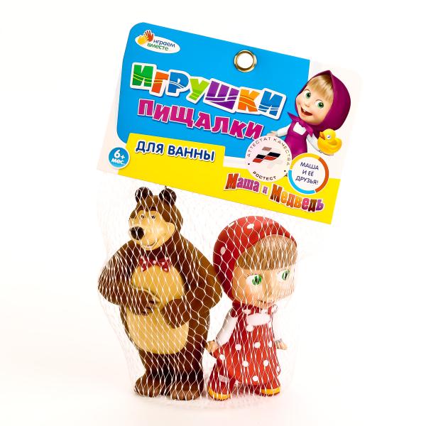 ИГРУШКИ ДЛЯ ВАННОЙ "ИГРАЕМ ВМЕСТЕ" МАША И МЕДВЕДЬ (М/Ф "МАША И МЕДВЕДЬ") В СЕТКЕ в кор.2*25шт
