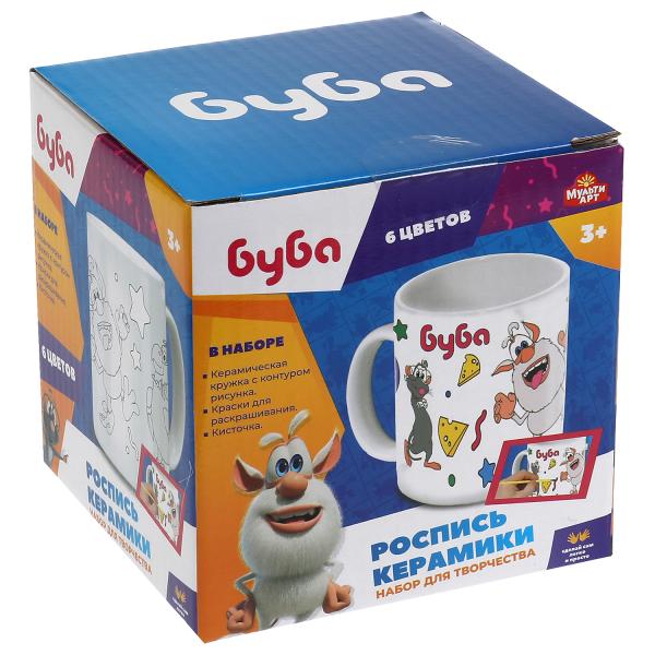100MUG-BU 315625 Набор д/дет тв-ва БУБА кружка для росписи (краски, кисточка) MultiArt в кор.24шт