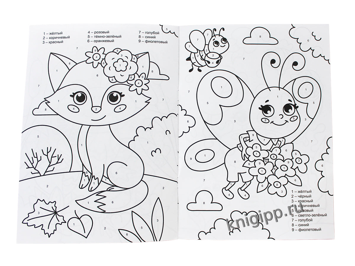 РАСКРАСКА ПО НОМЕРАМ. ЗВЕРЯТА