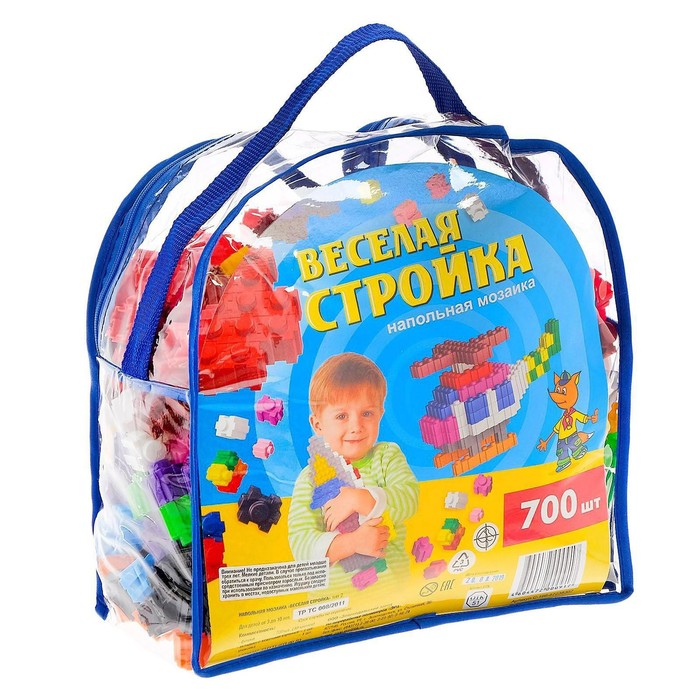 Напольная мозаика " Веселая стройка" Тип2 ( 700 фишек) 500х420х420- коробка