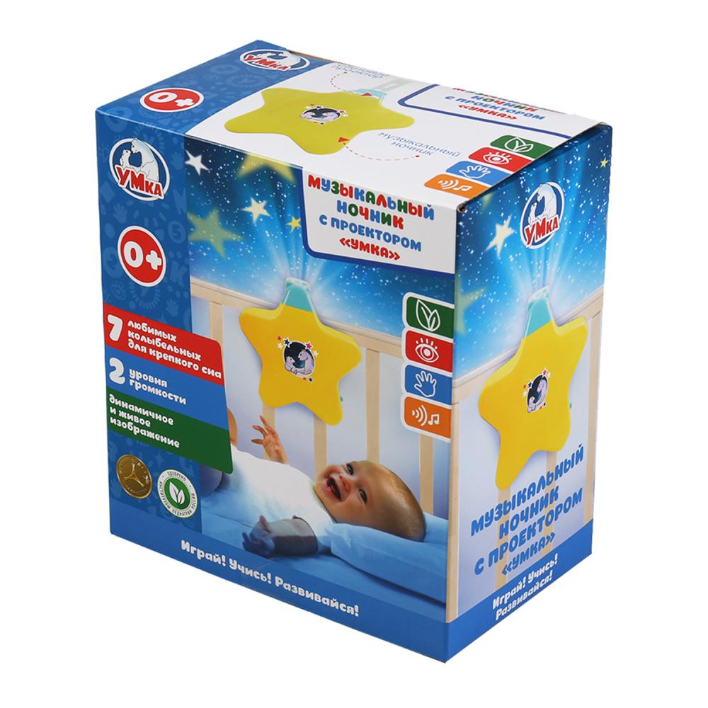 Музыкальный ночник ТМ УМКА с проектором (7 колыбельных) на бат. русс. чип в русс. кор. в кор.4*12шт