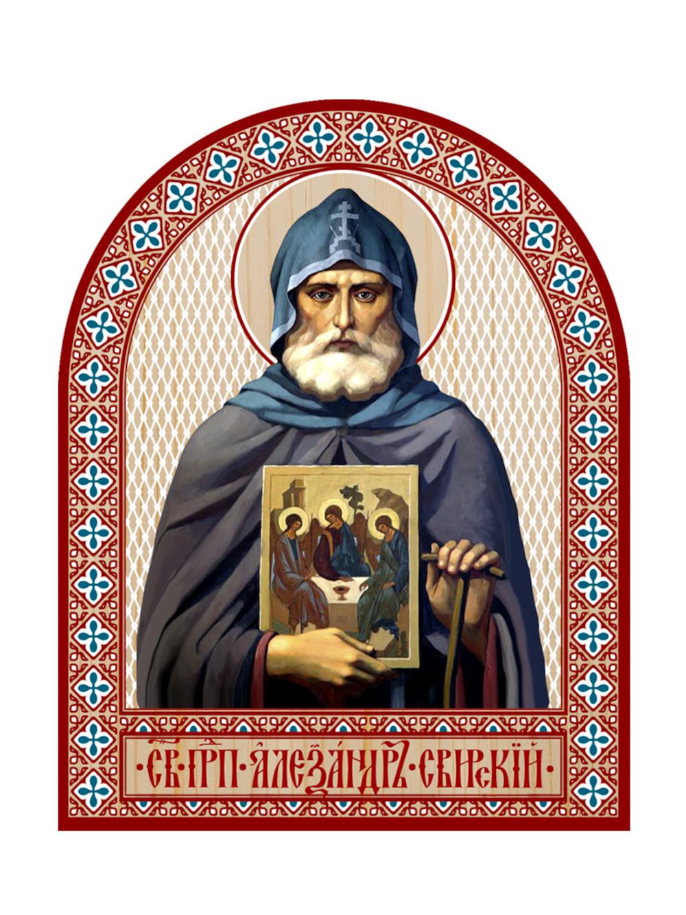 Икона аркой Александр Свирский (иконой) (на дереве): 95 х 120