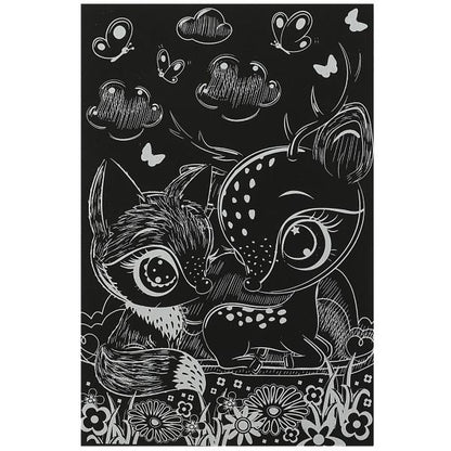 Набор д/дет тв-ва гравюра 10*15 см, олененок и лисенок, золотая МУЛЬТИ АРТ в кор.200шт