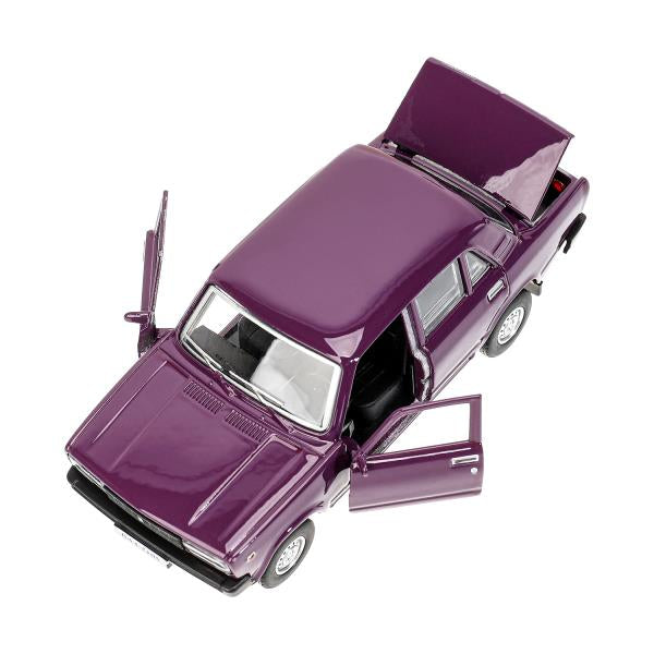 Машина металл LADA ваз-2105 1997 г. 12 см, двери, багажник, инерц.баклажан, кор. Технопарк в кор.2*36шт