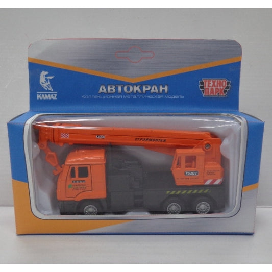 235874 МАШИНА "ТЕХНОПАРК" МЕТАЛЛ. ИНЕРЦ. КАМАЗ. КРАН 12СМ, ОТКРЫВ. ДВЕРИ В РУСС. КОР. в кор.2*24шт