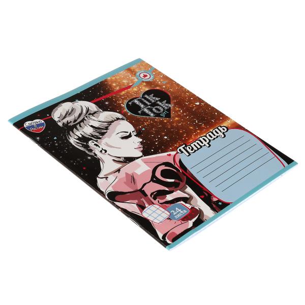 Тетрадь, 24 листа, клетка, диз 1, TIK TOK GIRL в кор.160шт