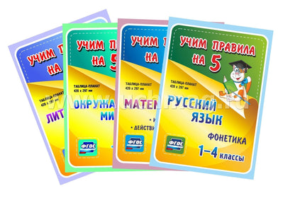 Подарочный набор "Лучший подарок первокласснику" 20 в 1. Включает: 1) Орфографический словарь, 2) Таблица-плакат "Русский язык. 1-4 классы" - 2 шт. 3) Таблица-плакат "Окружающий мир. 1-4 классы" - 2 шт. 4) Таблица-плакат "Математика. 1-4 классы" - 2 шт.,