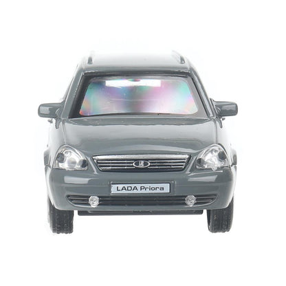 Машина металл LADA PRIORA длина 12 см, двери,багаж,инерц,темно-серый, в кор. Технопарк в кор.2*36шт