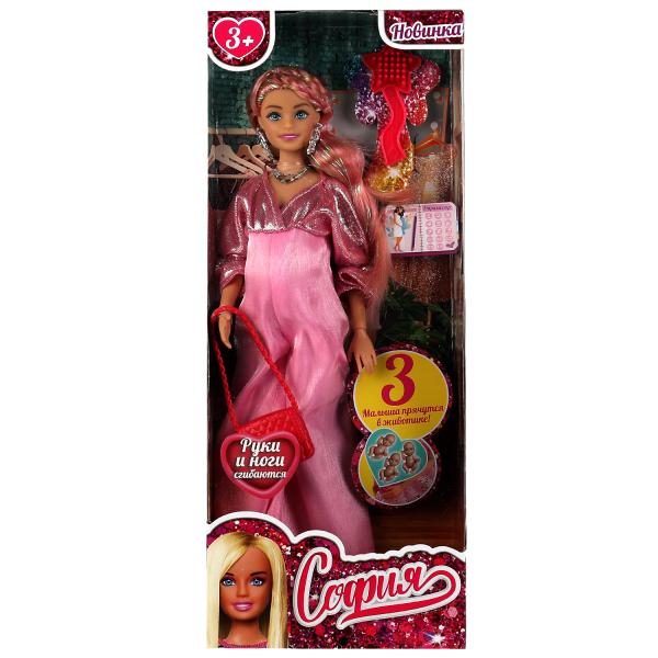 Кукла 29 см София беременная тройня, руки и ноги сгиб, акс, кор КАРАПУЗ в кор.24шт