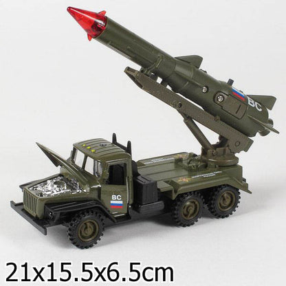 Машина металл УРАЛ против с ракетой 15 см, дв., капот, подв. дет., инерц., кор. Технопарк в кор.2*24шт