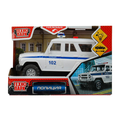 Машина пластик свет-звук ПОЛИЦИЯ 16 см, инерц., кор. Технопарк в кор.2*48шт