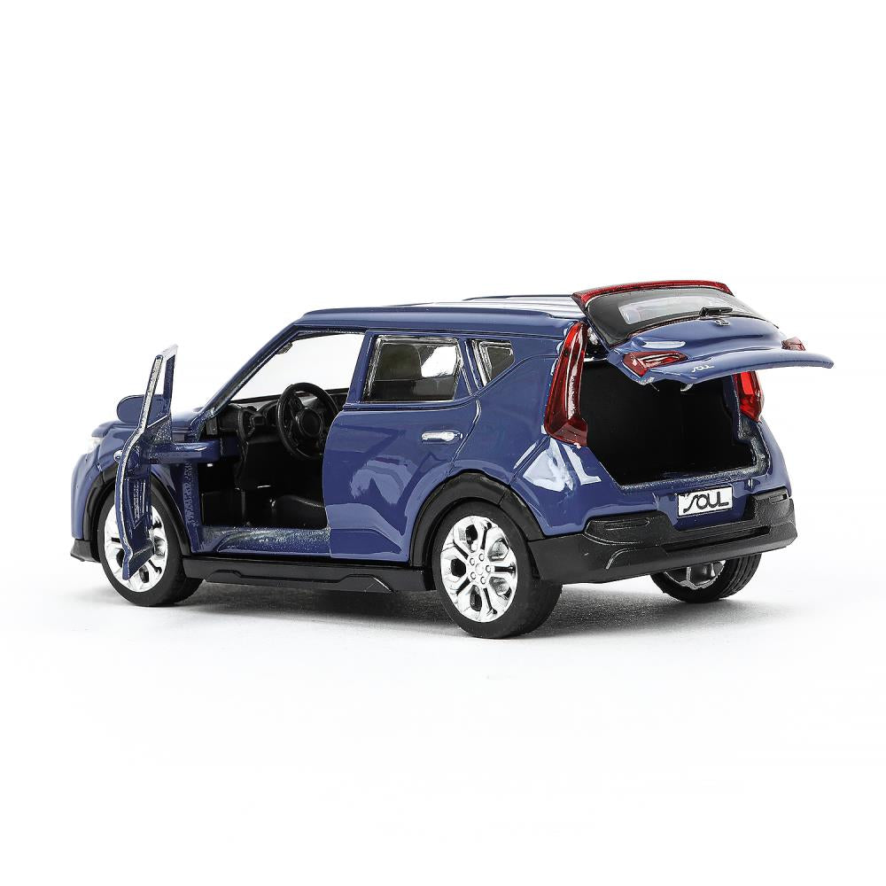 Машина металл KIA Soul длина 12 см, двери, багажник., инерц, темно-синий, кор. Технопарк в кор.2*36шт
