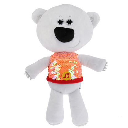 Игрушка мягкая МИ-МИ-МИШКИ белая тучка в футболке c пайетками,20см,муз. чип. Мульти-пульти в кор24шт