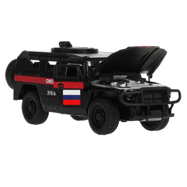 CT12-357-N-BL(MATTE)-WBМашина металл звук-свет ГАЗ ТИГР омон 13,7 см, дв.,капот, люк, инерц., кор. Т