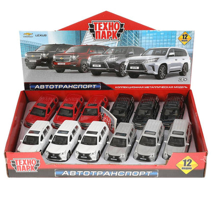 Машина металл CHEVROLET TAHOE/LEXUS LX570 12 см,двер,багаж,инерц,ассорт. Технопарк уп-12шт в кор.6уп