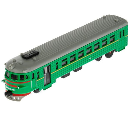 Модель металл светзвук-ЭЛЕКТРИЧКА длина 19 см, двери, инерц, зеленый, кор. Технопарк в кор.2*36шт