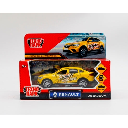 ARKANA-12SRT-YE313465 Машина металл RENAULT ARKANA СПОРТ 12 см, двери, багаж, инерц, желтый, кор. Те