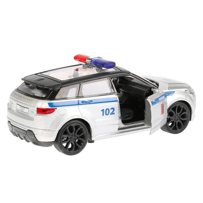 Машина металл LAND ROVER RANGE ROVER EVOQUE ПОЛИЦИЯ 12,5см,открыв двери,инерц Технопарк в кор.2*36шт