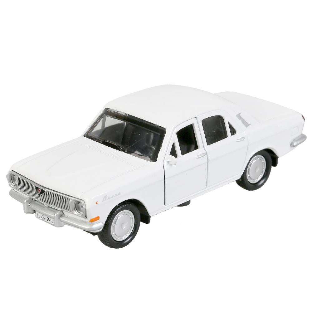 Машина металл ГАЗ-2401 ВОЛГА длина 12 см, двери, багажник, инерц, белый, кор. Технопарк в кор.2*36шт