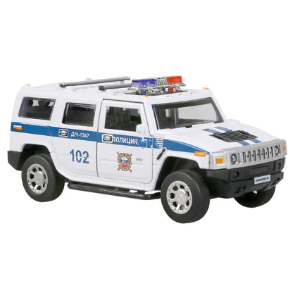 Machine en métal noir HUMMER "hummer h2 policija" 12 cm, inerte., bel dans le cor. Parc technologique dans le cor.2*36шт