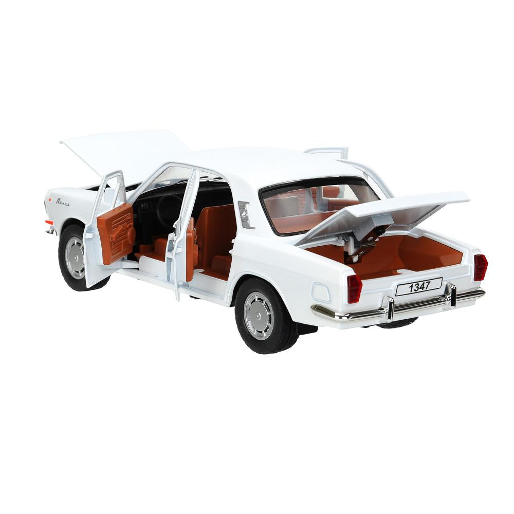 ГАЗ 2401 свет-звук 19,7 см, дв, кепка, баг, ин, белый Технопарк в кор.2*24шт