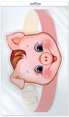 *МА-9380 Маска-ободок Поросенок (в индивидуальной упаковке, с европодвесом и клеевым клапаном) - группа Животные