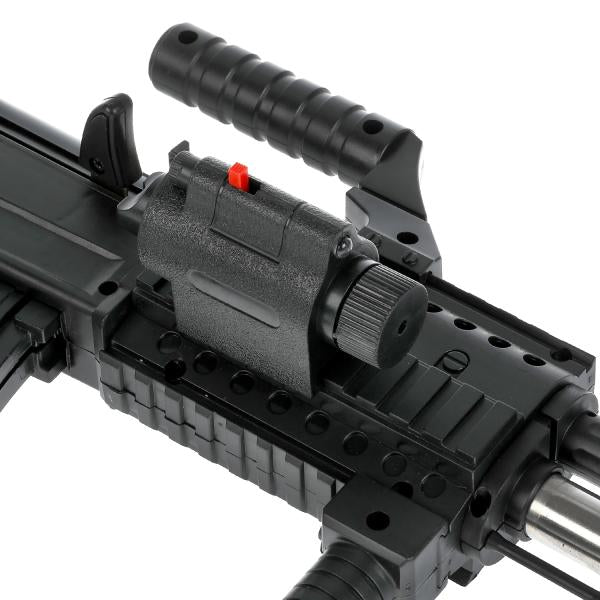 Автомат с лазером. прицелом, съемным приложением, с фонарем 0807 в упаковке. в кор.4*15шт