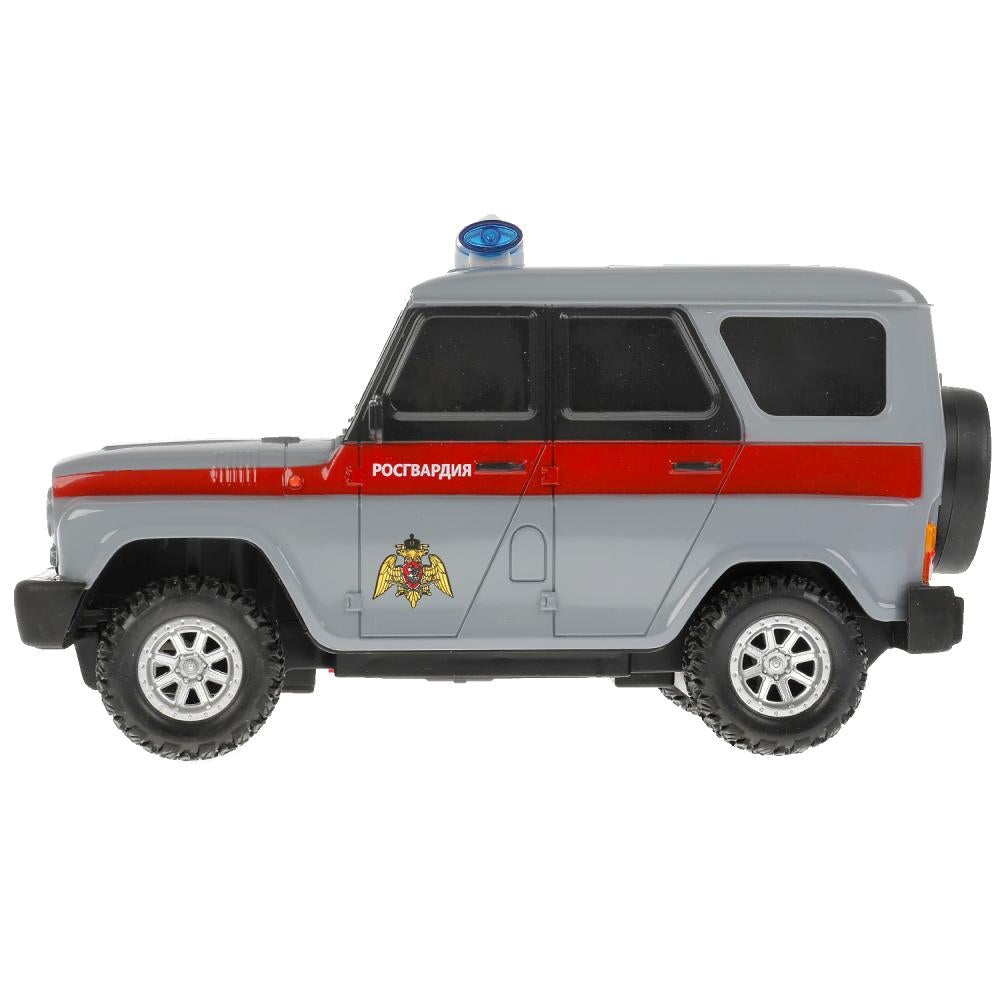 Машина р/у UAZ HUNTER росгвардия 18 см, свет, сер, кор. Технопарк в кор.2*24шт