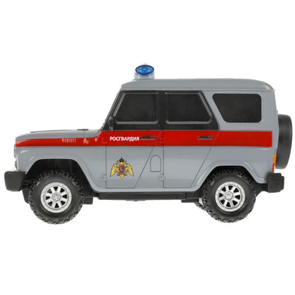 Машина р/у UAZ HUNTER росгвардия 18 см, свет, сер, кор. Технопарк в кор.2*24шт