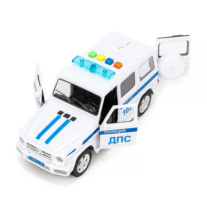 Machine en plastique pour Mercedes-Benz Classe G ПОЛИЦИЯ 22 см, дв, баг, kor. Parc technologique dans le cor.2*18шт