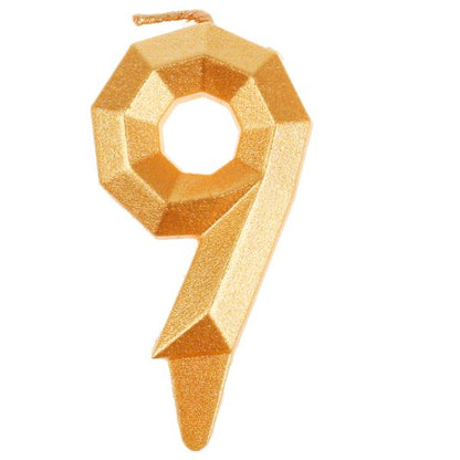 Свеча для торта, цифра "9", золото, блистер,с днем рождения ЧУДО ПРАЗДНИК в кор.48шт