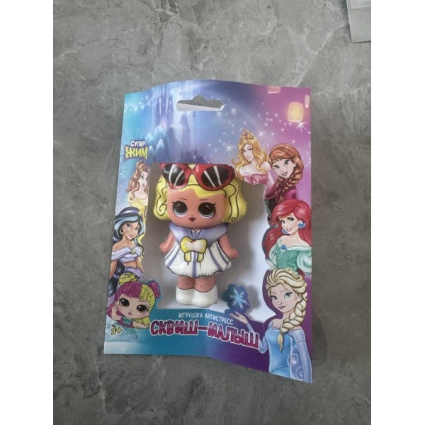 Игрушка - антистресс сквиш малыш, девочка с желтыми волосами, флоупак Супер Жим в кор.6*12шт