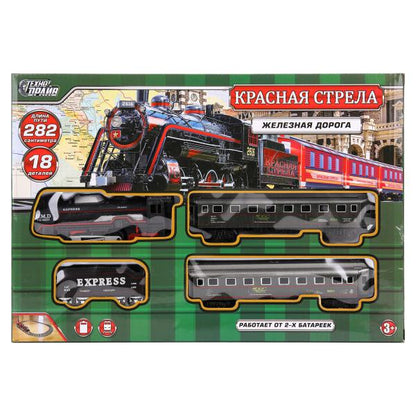 Железная дорога на бат. красная стрела, длина 282см, кор.35*24*4см ТЕХНОДРАЙВ в кор.2*30шт