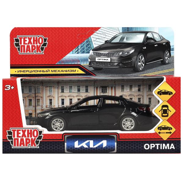 Машина металл KIA OPTIMA длина 12 см, двери, багаж, инерц, черный, кор. Технопарк в кор.2*36шт