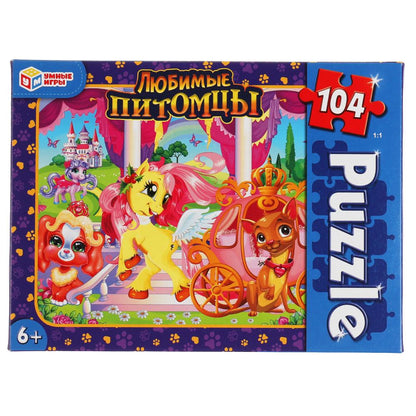 Любимые питомцы. Пазлы классические в коробке. Пазл 104 детали. Умные игры в кор.24шт