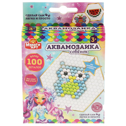 Набор д/детского тв-ва аквамозаика сова МУЛЬТИ АРТ в кор.48шт