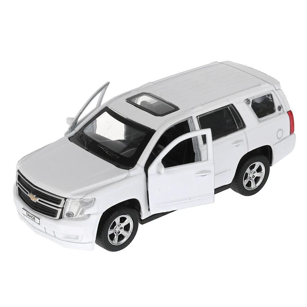 TAHOE-12FIL-WH303053 Машина металл CHEVROLET TAHOE МАТОВЫЙ 12 см, двери, багаж, инер, белый, кор. Те