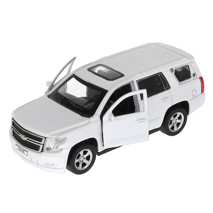 TAHOE-12FIL-WH303053 Машина металл CHEVROLET TAHOE МАТОВЫЙ 12 см, двери, багаж, инер, белый, кор. Те